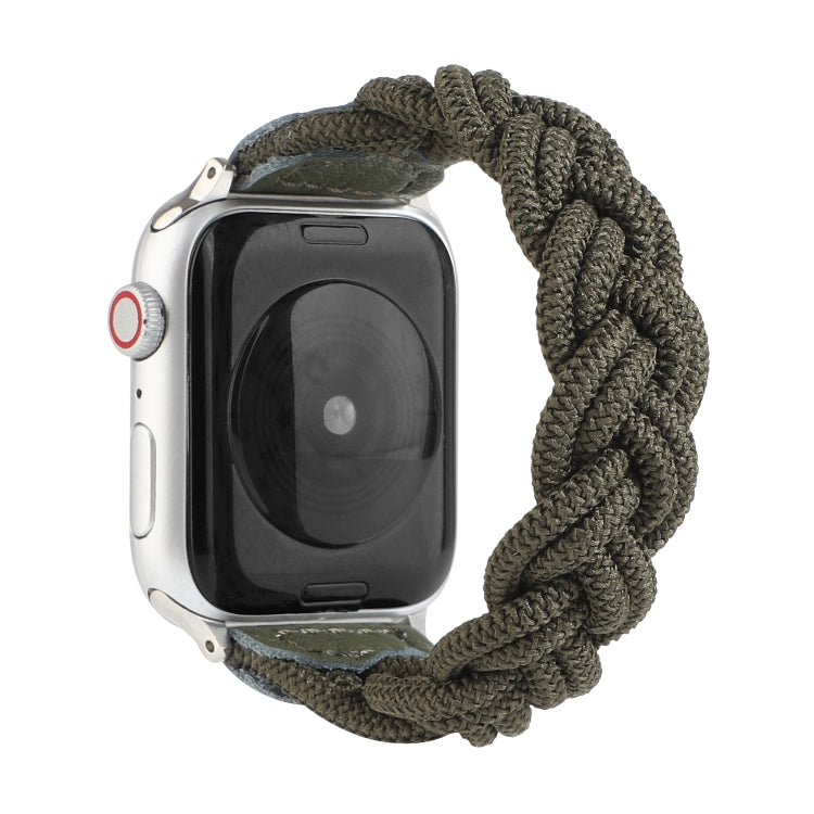 Elastic Woven Watch Band For Apple Watch Series 7 41mm / 6 & SE & 5 & 4 40mm / 3 & 2 & 1 38mm, Length:160mm(Dark Green) by bashfashion