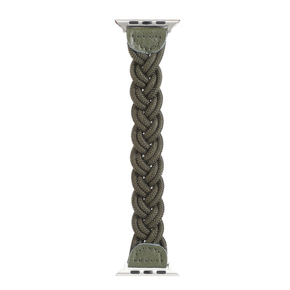 Elastic Woven Watch Band For Apple Watch Series 7 41mm / 6 & SE & 5 & 4 40mm / 3 & 2 & 1 38mm, Length:160mm(Dark Green) by bashfashion