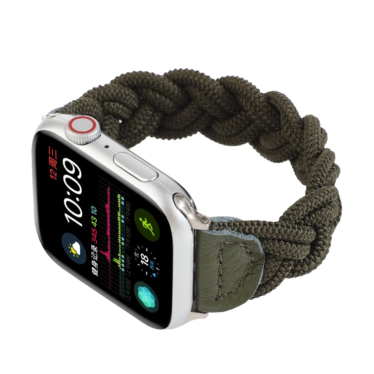 Elastic Woven Watch Band For Apple Watch Series 7 41mm / 6 & SE & 5 & 4 40mm / 3 & 2 & 1 38mm, Length:160mm(Dark Green) by bashfashion