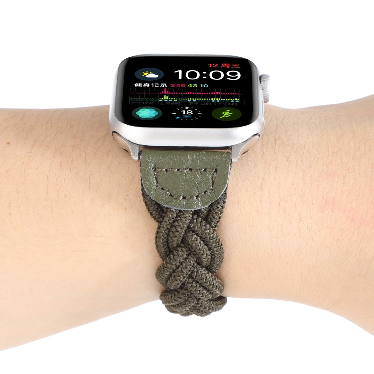 Elastic Woven Watch Band For Apple Watch Series 7 41mm / 6 & SE & 5 & 4 40mm / 3 & 2 & 1 38mm, Length:160mm(Dark Green) by bashfashion