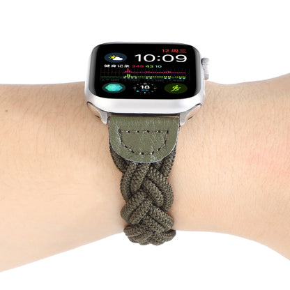 Elastic Woven Watch Band For Apple Watch Series 7 41mm / 6 & SE & 5 & 4 40mm / 3 & 2 & 1 38mm, Length:160mm(Dark Green) by bashfashion
