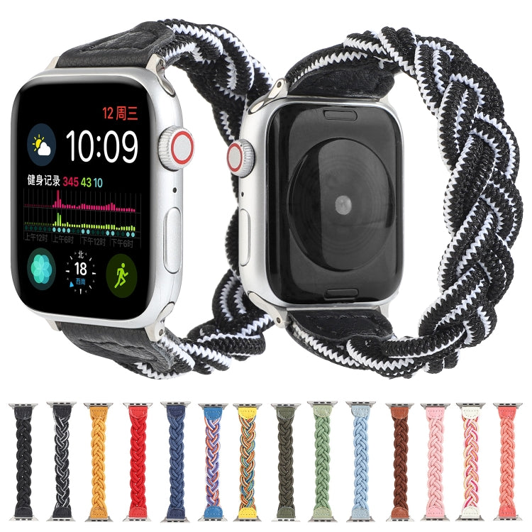 Elastic Woven Watch Band For Apple Watch Series 7 41mm / 6 & SE & 5 & 4 40mm / 3 & 2 & 1 38mm, Length:160mm(Dark Green) by bashfashion
