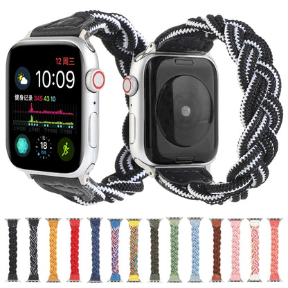 Elastic Woven Watch Band For Apple Watch Series 7 41mm / 6 & SE & 5 & 4 40mm / 3 & 2 & 1 38mm, Length:160mm(Dark Green) by bashfashion