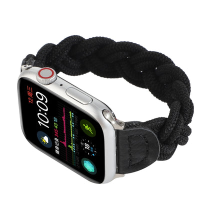 Elastic Woven Watch Band For Apple Watch Ultra 49mm&Watch Ultra 2 49mm / Series 9&8&7 45mm / SE 3&SE 2&6&SE&5&4 44mm / 3&2&1 42mm, Length:120mm(Black) by bashfashion