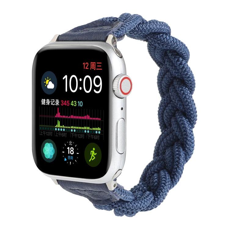 Elastic Woven Watch Band For Apple Watch Ultra 49mm&Watch Ultra 2 49mm / Series 9&8&7 45mm / SE 3&SE 2&6&SE&5&4 44mm / 3&2&1 42mm, Length:120mm(Blue) by bashfashion