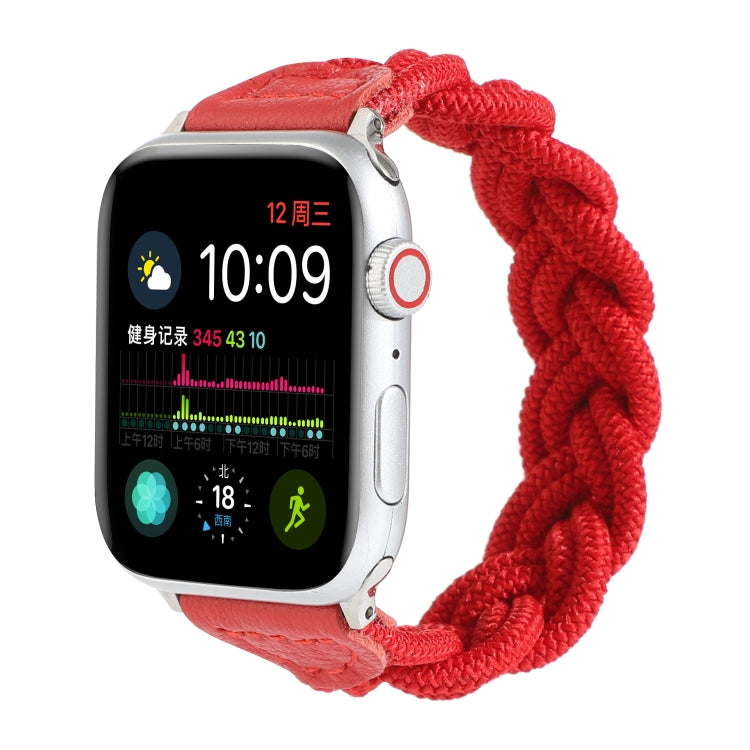 Elastic Woven Watch Band For Apple Watch Ultra 49mm&Watch Ultra 2 49mm / Series 9&8&7 45mm / SE 3&SE 2&6&SE&5&4 44mm / 3&2&1 42mm, Length:120mm(Red) by bashfashion