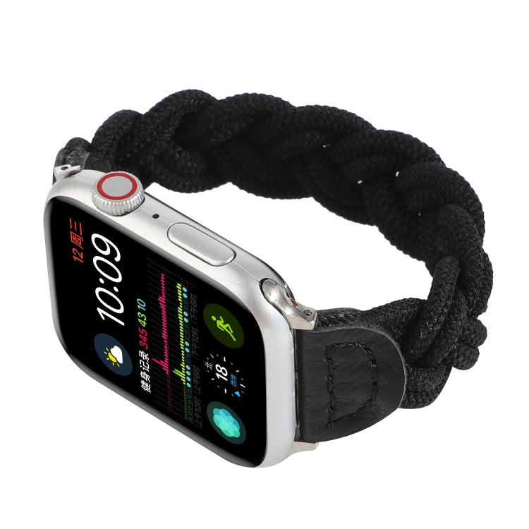Elastic Woven Watch Band For Apple Watch Ultra 49mm&Watch Ultra 2 49mm / Series 9&8&7 45mm / SE 3&SE 2&6&SE&5&4 44mm / 3&2&1 42mm, Length:130mm(Black) by bashfashion