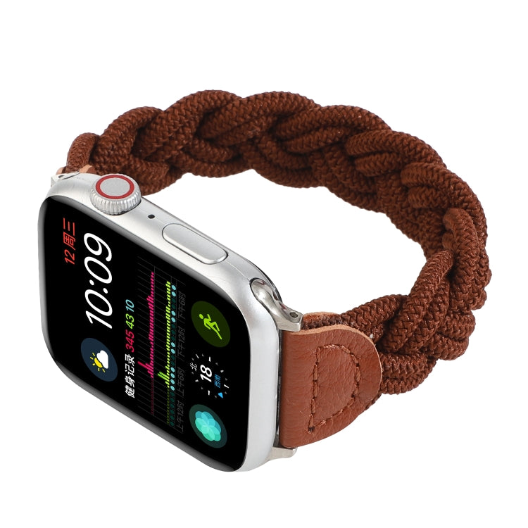 Elastic Woven Watch Band For Apple Watch Ultra 49mm&Watch Ultra 2 49mm / Series 9&8&7 45mm / SE 3&SE 2&6&SE&5&4 44mm / 3&2&1 42mm, Length:130mm(Coffee) by bashfashion