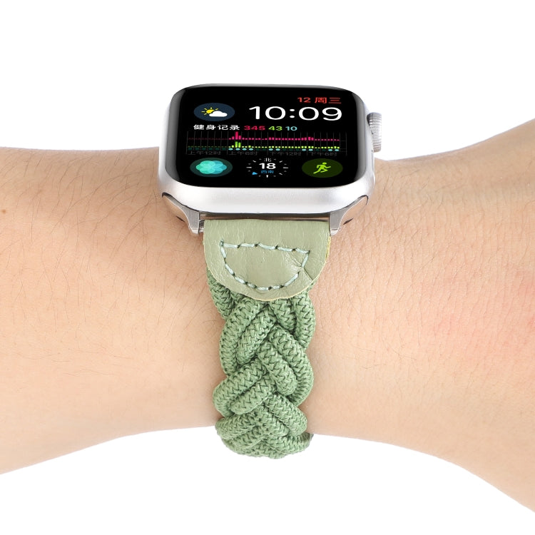 Elastic Woven Watch Band For Apple Watch Ultra 49mm&Watch Ultra 2 49mm / Series 9&8&7 45mm / SE 3&SE 2&6&SE&5&4 44mm / 3&2&1 42mm, Length:130mm(Green) by bashfashion