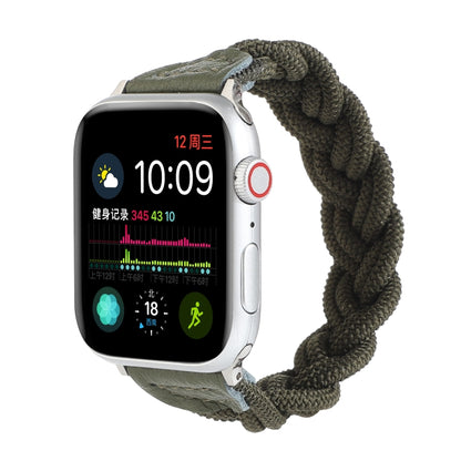 Elastic Woven Watch Band For Apple Watch Series 7 45mm / 6 & SE & 5 & 4 44mm / 3 & 2 & 1 42mm, Length:130mm(Dark Green) by bashfashion