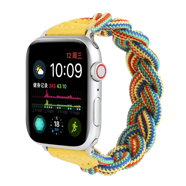 Elastic Woven Watch Band For Apple Watch Ultra 49mm&Watch Ultra 2 49mm / Series 9&8&7 45mm / SE 3&SE 2&6&SE&5&4 44mm / 3&2&1 42mm, Length:130mm(Yellow Green Orange) by bashfashion