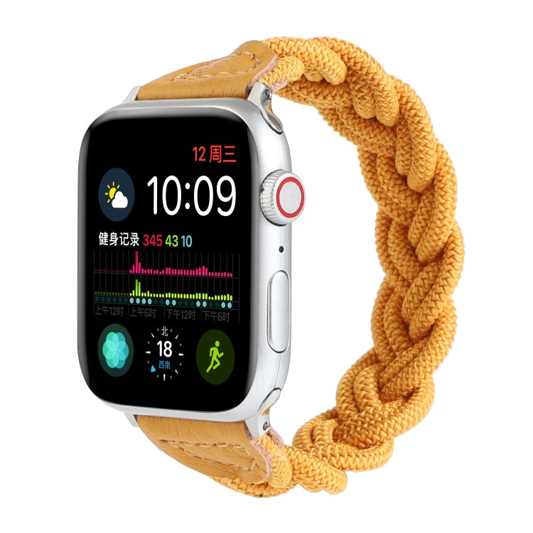Elastic Woven Watch Band For Apple Watch Ultra 49mm&Watch Ultra 2 49mm / Series 9&8&7 45mm / SE 3&SE 2&6&SE&5&4 44mm / 3&2&1 42mm, Length:130mm(Yellow) by bashfashion