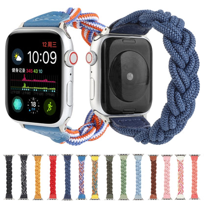 Elastic Woven Watch Band For Apple Watch Ultra 49mm&Watch Ultra 2 49mm / Series 9&8&7 45mm / SE 3&SE 2&6&SE&5&4 44mm / 3&2&1 42mm, Length:130mm(Yellow Green Orange) by bashfashion