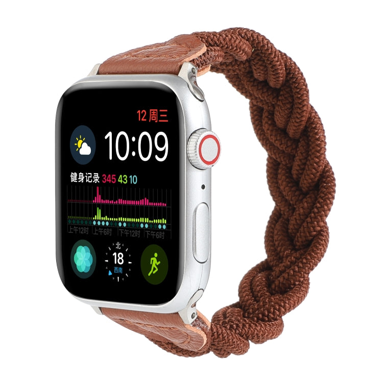 Elastic Woven Watch Band For Apple Watch Series 7 45mm / 6 & SE & 5 & 4 44mm / 3 & 2 & 1 42mm, Length:150mm(Coffee) by bashfashion