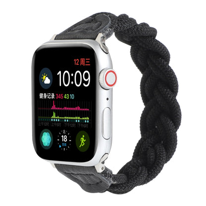 Elastic Woven Watch Band For Apple Watch Ultra 49mm&Watch Ultra 2 49mm / Series 9&8&7 45mm / SE 3&SE 2&6&SE&5&4 44mm / 3&2&1 42mm, Length:160mm(Black) by bashfashion