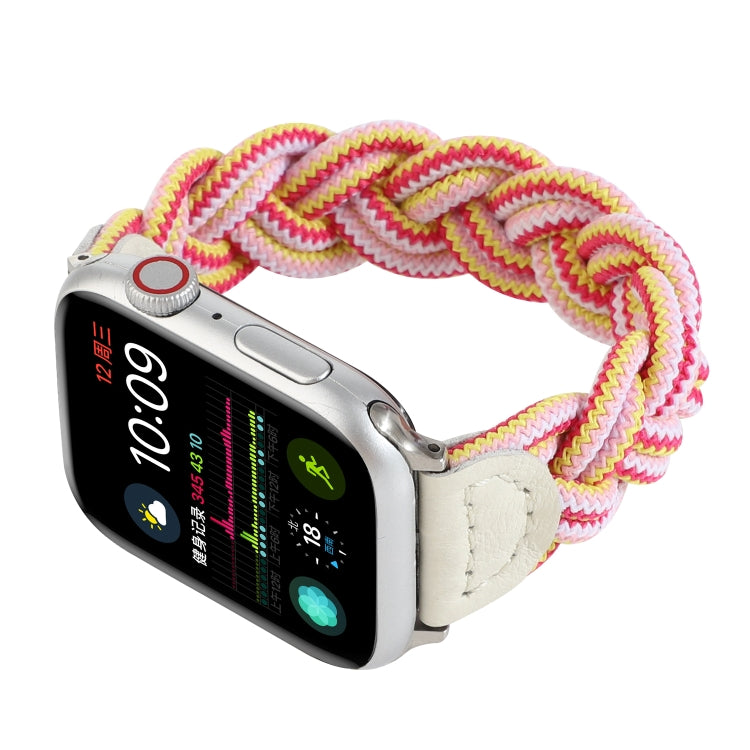 Elastic Woven Watch Band For Apple Watch Ultra 49mm&Watch Ultra 2 49mm / Series 9&8&7 45mm / SE 3&SE 2&6&SE&5&4 44mm / 3&2&1 42mm, Length:160mm(Rose Red Pink) by bashfashion