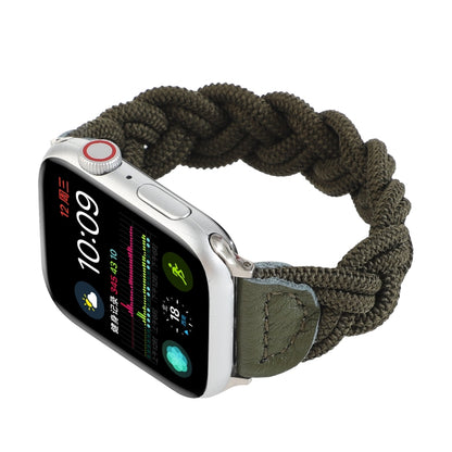 Elastic Woven Watch Band For Apple Watch Ultra 49mm&Watch Ultra 2 49mm / Series 9&8&7 45mm / SE 3&SE 2&6&SE&5&4 44mm / 3&2&1 42mm, Length:160mm(Dark Green) by bashfashion