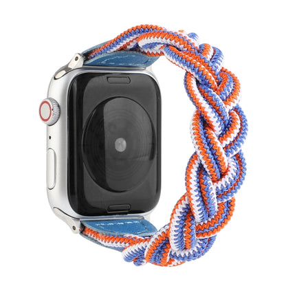 Elastic Woven Watch Band For Apple Watch Series 7 45mm / 6 & SE & 5 & 4 44mm / 3 & 2 & 1 42mm, Length:160mm(Blue White Orange) by bashfashion