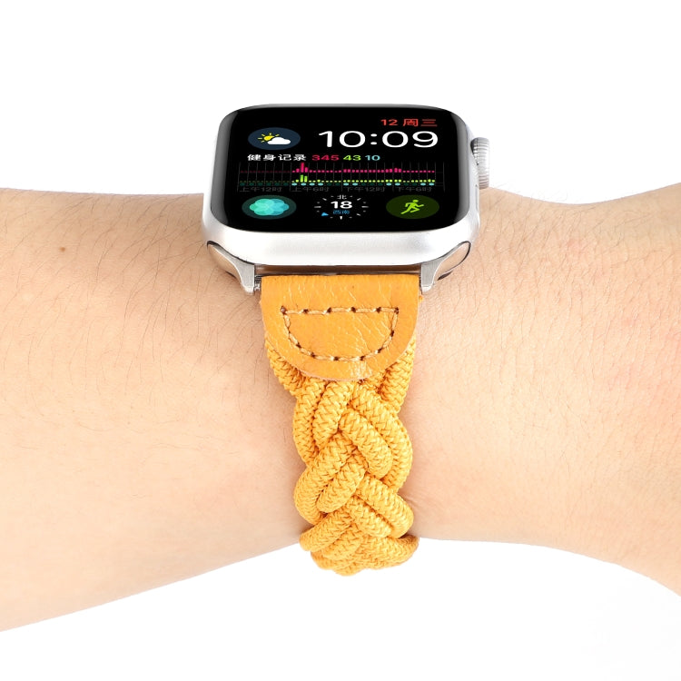 Elastic Woven Watch Band For Apple Watch Ultra 49mm&Watch Ultra 2 49mm / Series 9&8&7 45mm / SE 3&SE 2&6&SE&5&4 44mm / 3&2&1 42mm, Length:160mm(Yellow) by bashfashion
