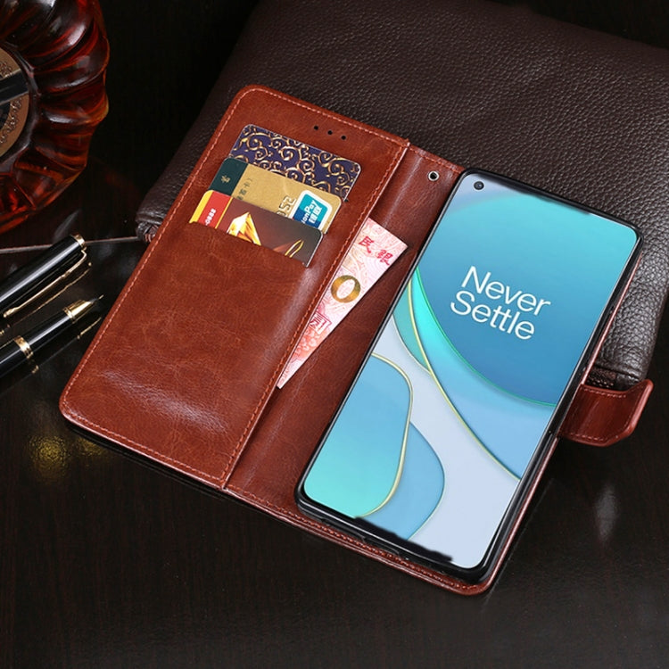 For OnePlus 8T idewei Crazy Horse Texture Horizontal Flip Leather Case with Holder & Card Slots & Wallet(Rose Red) by idewei