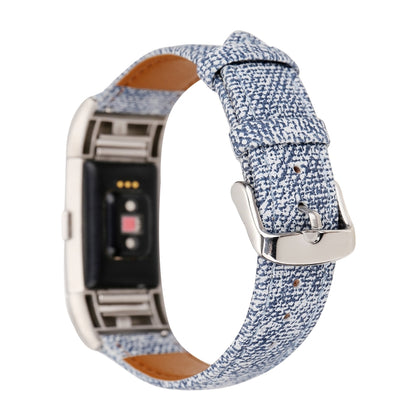 For Fitbit Charge 2 Cowboy Texture Leather Watch Band(Light Blue) by bashfashion