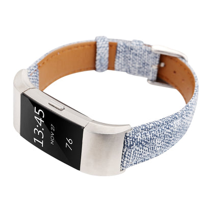 For Fitbit Charge 2 Cowboy Texture Leather Watch Band(Light Blue) by bashfashion