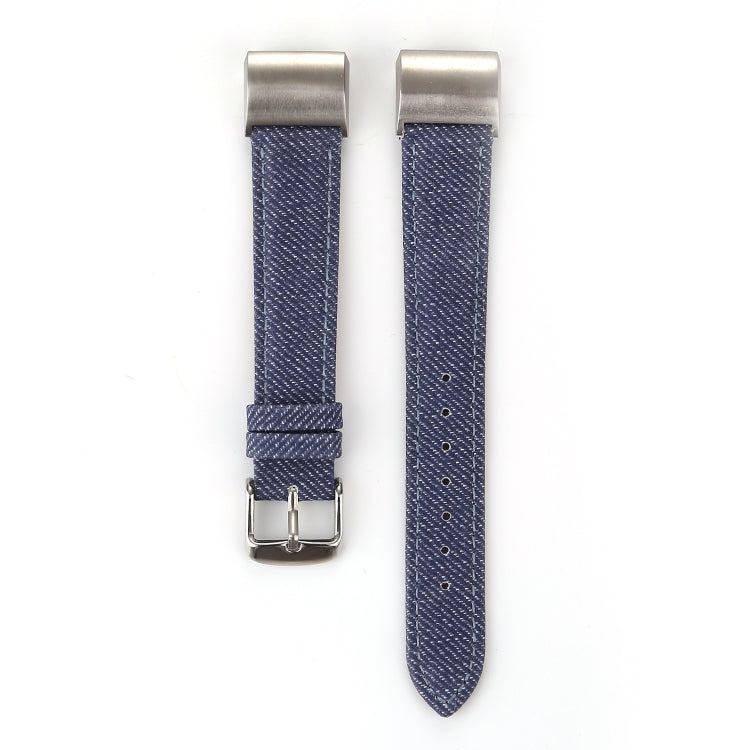 For Fitbit Charge 2 Cowboy Texture Leather Watch Band(Dark Blue) by bashfashion
