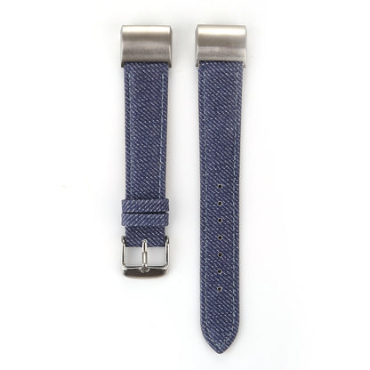 For Fitbit Charge 2 Cowboy Texture Leather Watch Band(Dark Blue) by bashfashion