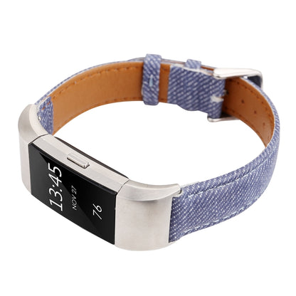 For Fitbit Charge 2 Cowboy Texture Leather Watch Band(Dark Blue) by bashfashion