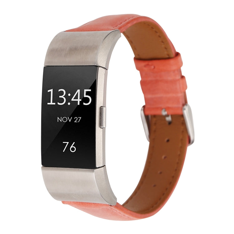 For Fitbit Charge 2 Fresh Style Leather Watch Band(Orange) by bashfashion