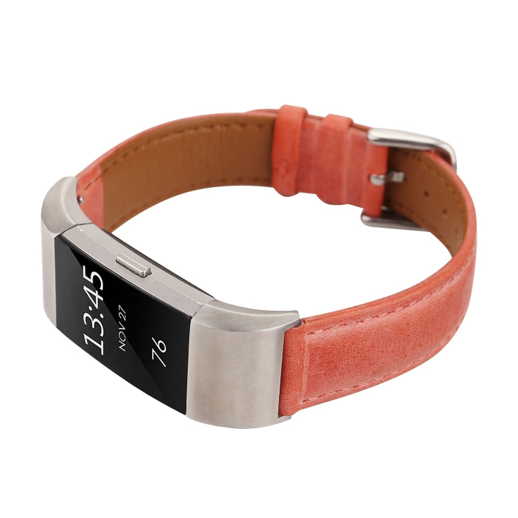 For Fitbit Charge 2 Fresh Style Leather Watch Band(Orange) by bashfashion