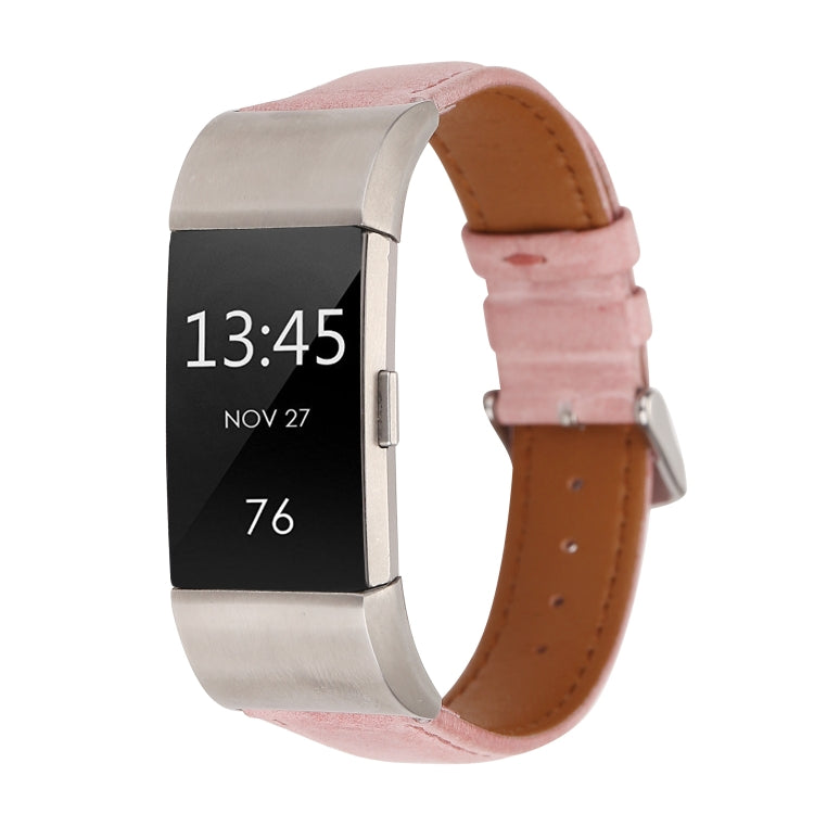 For Fitbit Charge 2 Fresh Style Leather Watch Band(Pink) by bashfashion