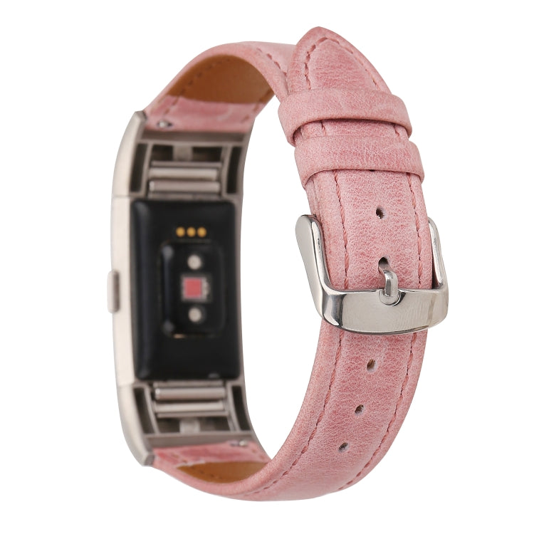For Fitbit Charge 2 Fresh Style Leather Watch Band(Pink) by bashfashion