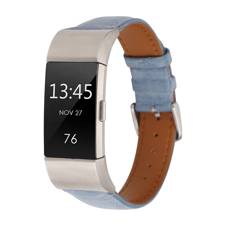 For Fitbit Charge 2 Fresh Style Leather Watch Band(Blue) by bashfashion