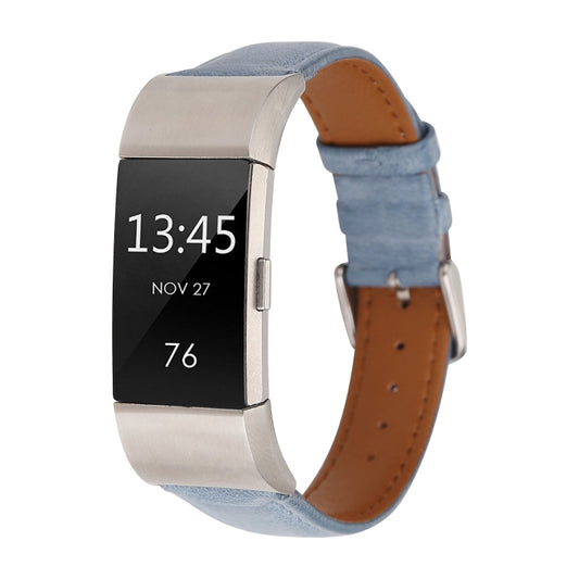For Fitbit Charge 2 Fresh Style Leather Watch Band(Blue) by bashfashion
