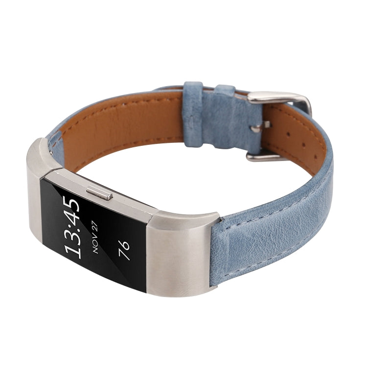 For Fitbit Charge 2 Fresh Style Leather Watch Band(Blue) by bashfashion
