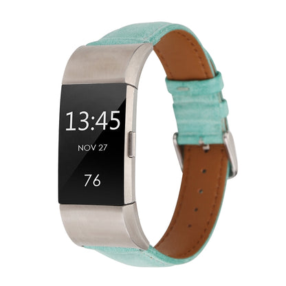 For Fitbit Charge 2 Fresh Style Leather Watch Band(Green) by bashfashion