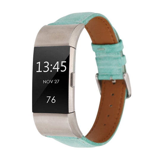 For Fitbit Charge 2 Fresh Style Leather Watch Band(Green) by bashfashion