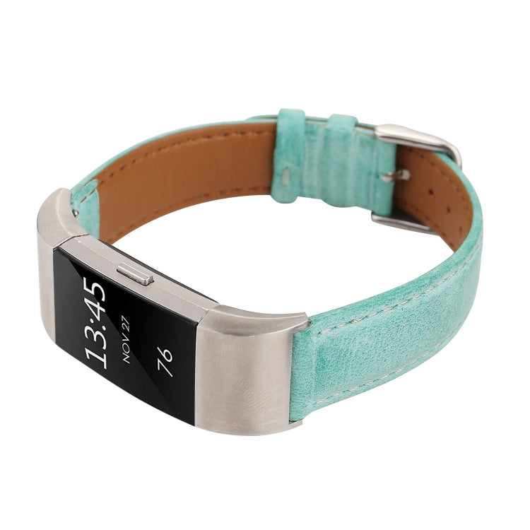 For Fitbit Charge 2 Fresh Style Leather Watch Band(Green) by bashfashion