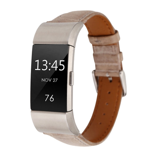 For Fitbit Charge 2 Fresh Style Leather Watch Band(Brown) by bashfashion