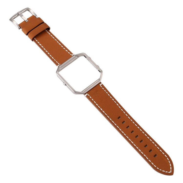 For Fitbit Blaze Calf Leather Watch Band(Brown) by bashfashion