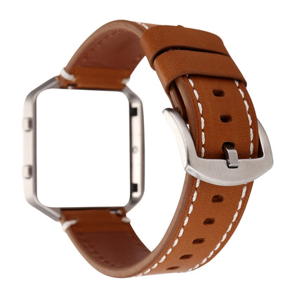 For Fitbit Blaze Calf Leather Watch Band(Brown) by bashfashion