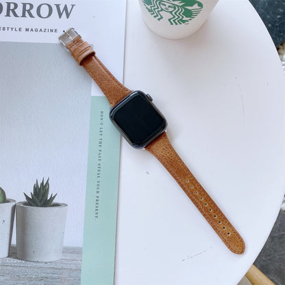 Double-sided Leather Watch Band For Apple Watch Series 7 45mm / 6 & SE & 5 & 4 44mm / 3 & 2 & 1 42mm(Light Brown) by bashfashion