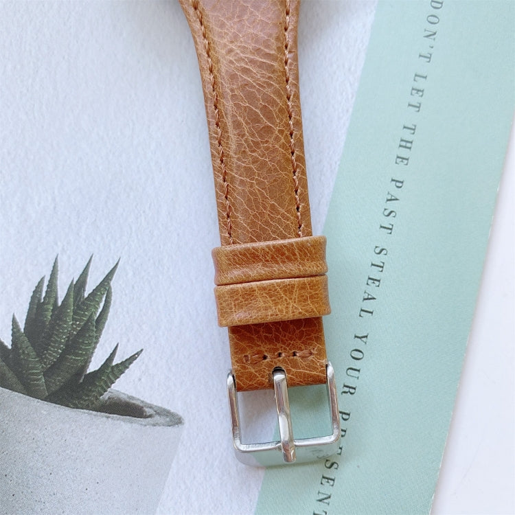 Double-sided Leather Watch Band For Apple Watch Ultra 49mm&Watch Ultra 2 49mm / Series 9&8&7 45mm / SE 3&SE 2&6&SE&5&4 44mm / 3&2&1 42mm(Yellow Brown) by bashfashion