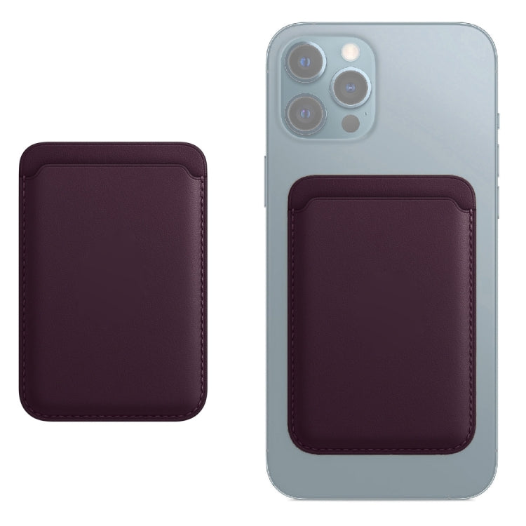 Leather Wallet Pouch Card Holder Magsafing Case for iPhone 17-12 Series (Dark Purple) by bashfashion
