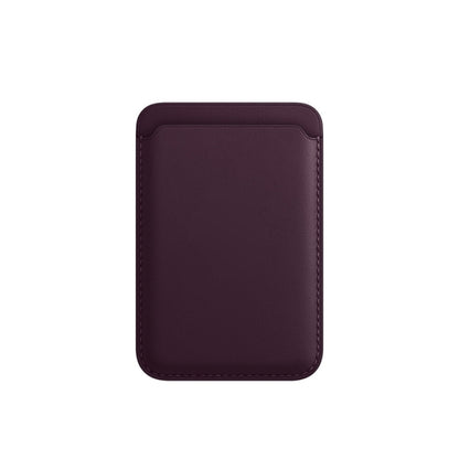 Leather Wallet Pouch Card Holder Magsafing Case for iPhone 17-12 Series (Dark Purple) by bashfashion