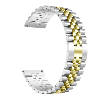 22mm For Samsung Galaxy Watch 3 45mm Five Beads Steel Watch Band(Silver Gold) by bashfashion