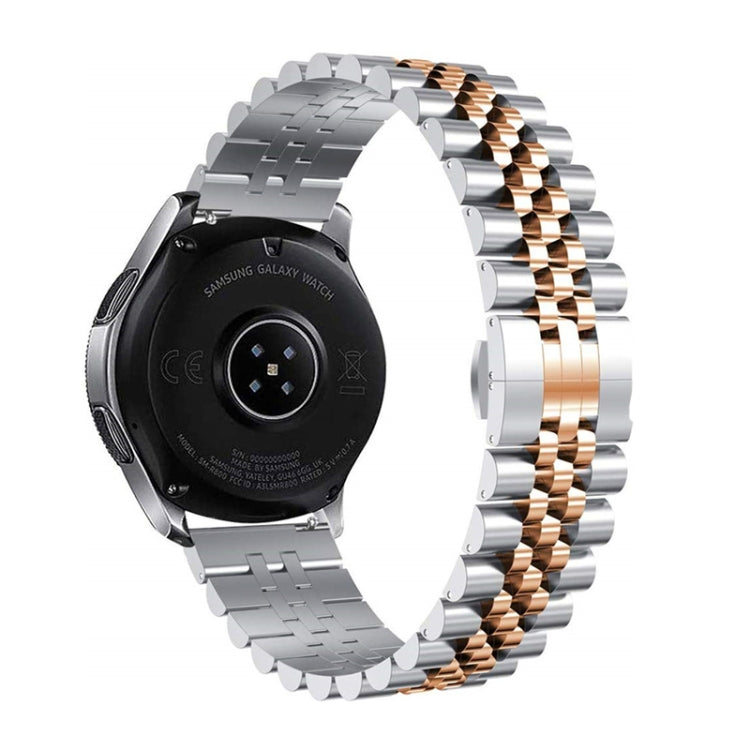 22mm For Samsung Galaxy Watch 3 45mm Five Beads Steel Watch Band(Silver Rose Gold) by bashfashion