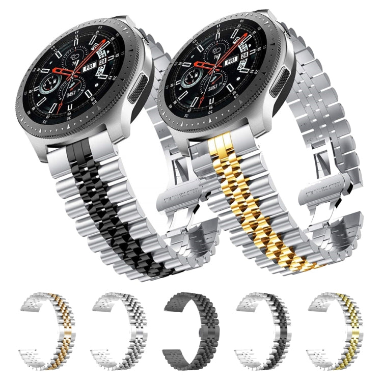 22mm For Amazfit GTR 42mm Five Beads Steel Watch Band(Silver Rose Gold) by bashfashion