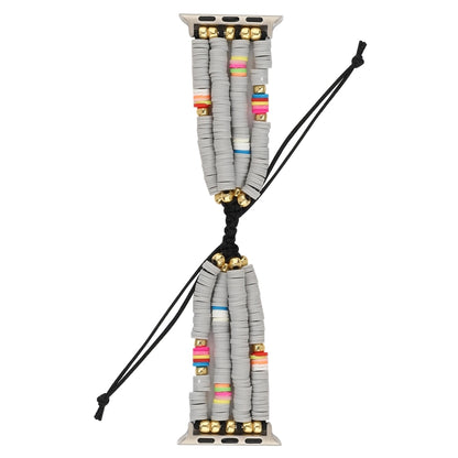 Bohemian Style Soft Ceramic Beaded Strap For Apple Series 7 41mm / 6 & SE & 5 & 4 40mm / 3 & 2 & 1 38mm(Grey) by bashfashion